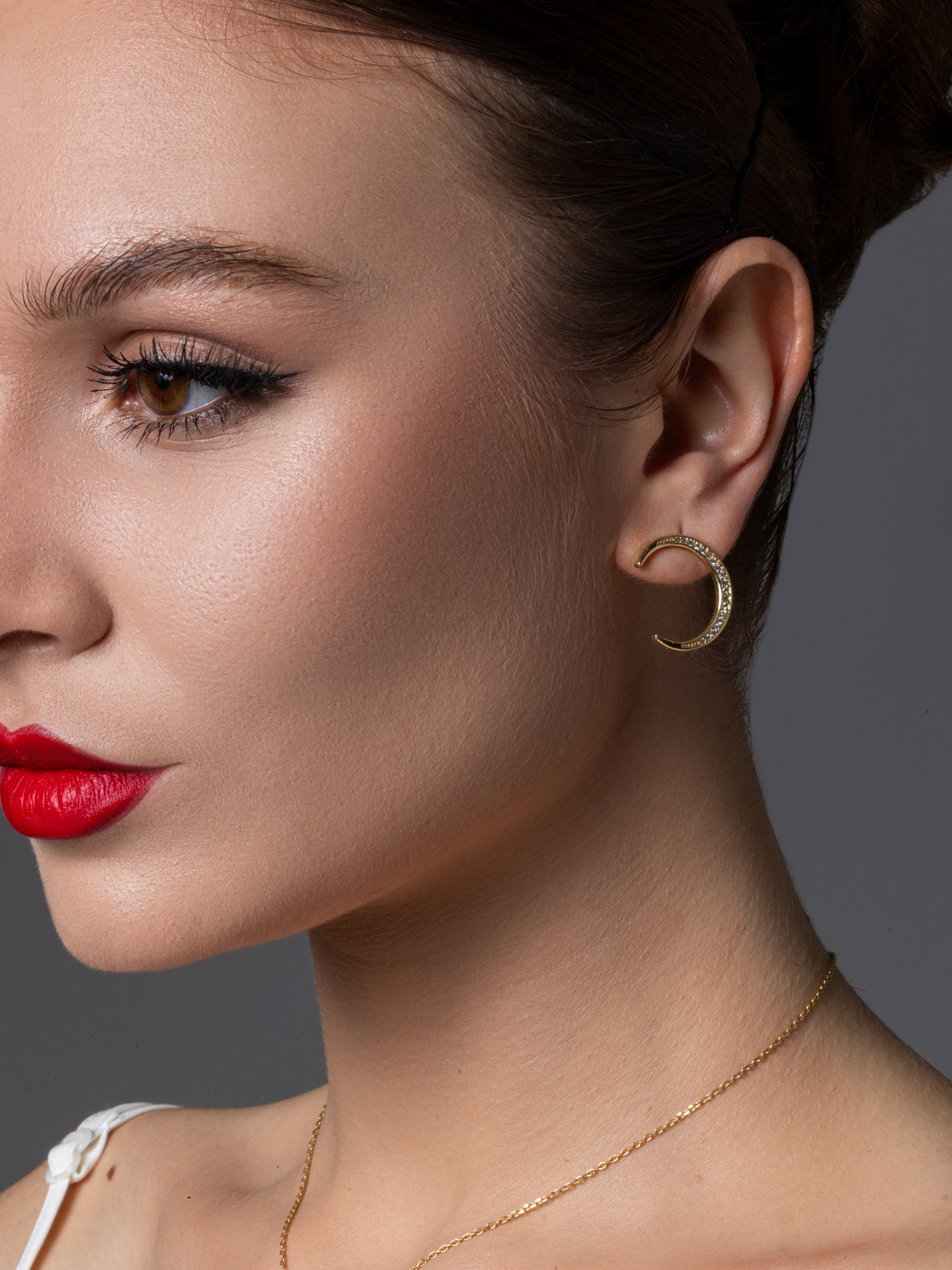 Moon and sun star earrings studded with lab diamond