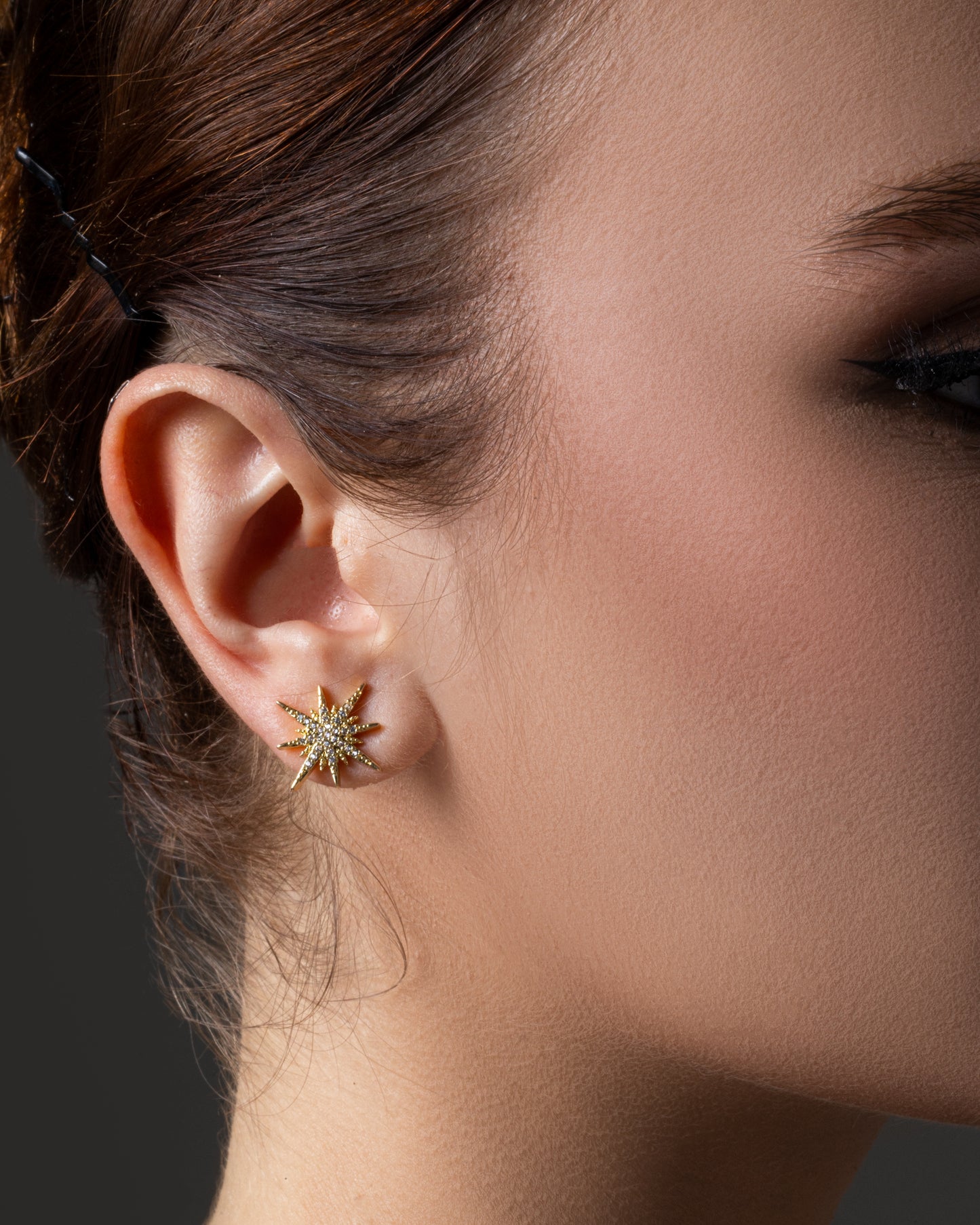 Moon and sun star earrings studded with lab diamond