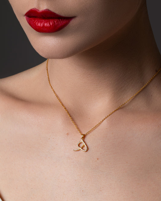 18K Gold Letter “H” Necklace with Lab Diamonds