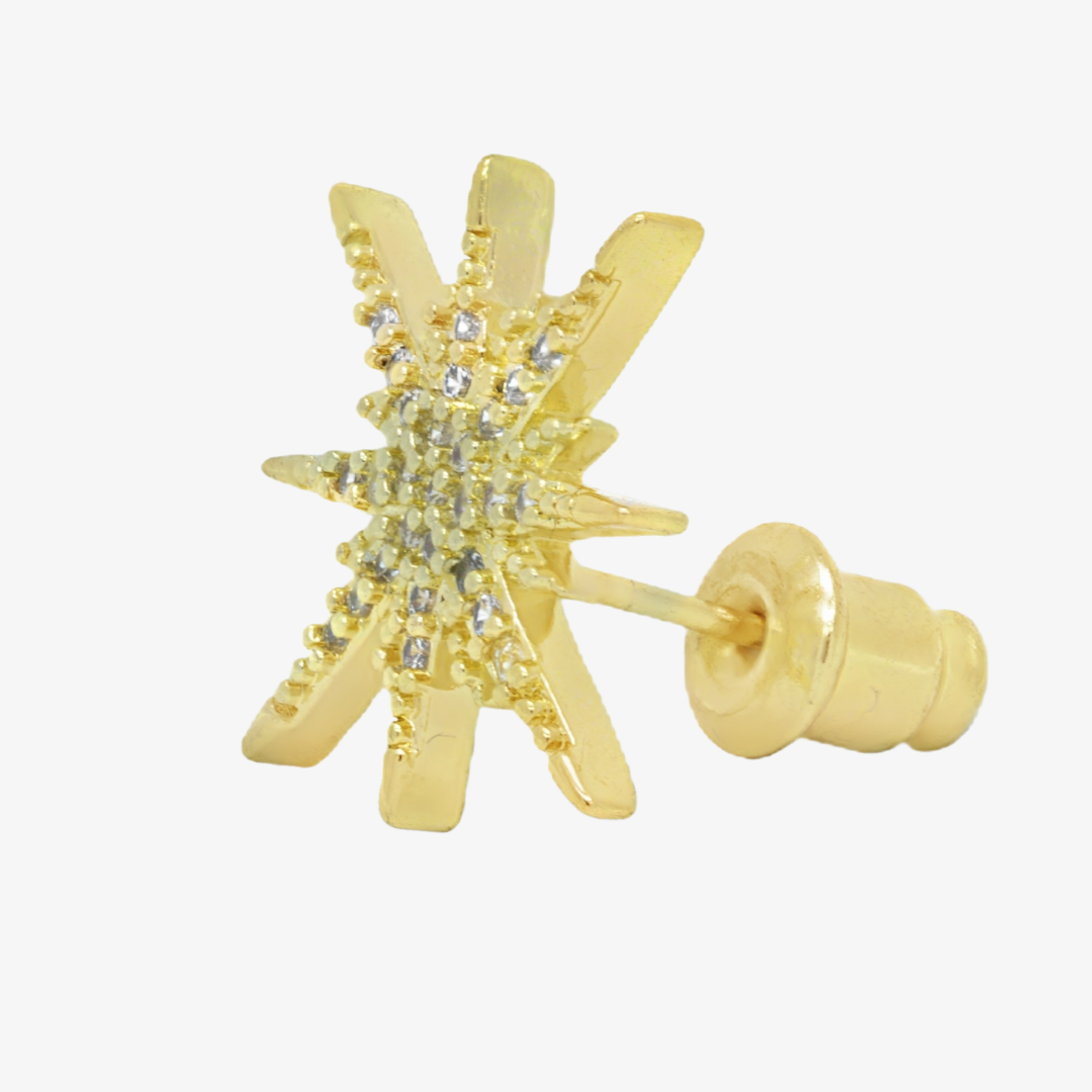 Moon and sun star earrings studded with lab diamond