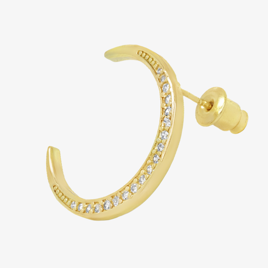 Moon and sun star earrings studded with lab diamond