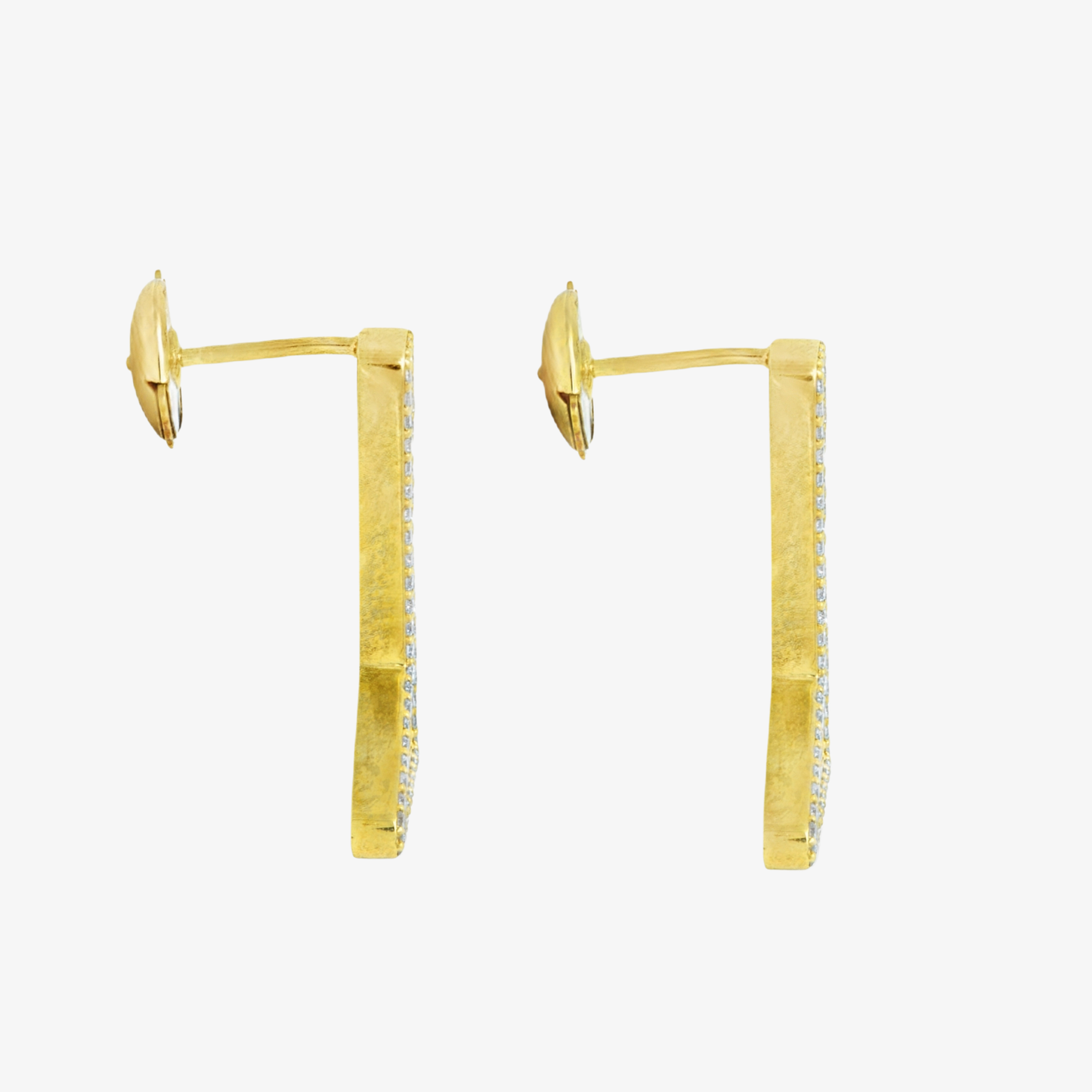 18k gold earrings with Lab Diamond designed in the shape of the letter B in hieroglyphs