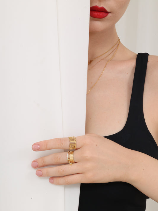 18K Gold Ring with Kufic Script Design