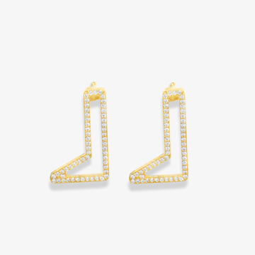 18k gold earrings with Lab Diamond designed in the shape of the letter B in hieroglyphs