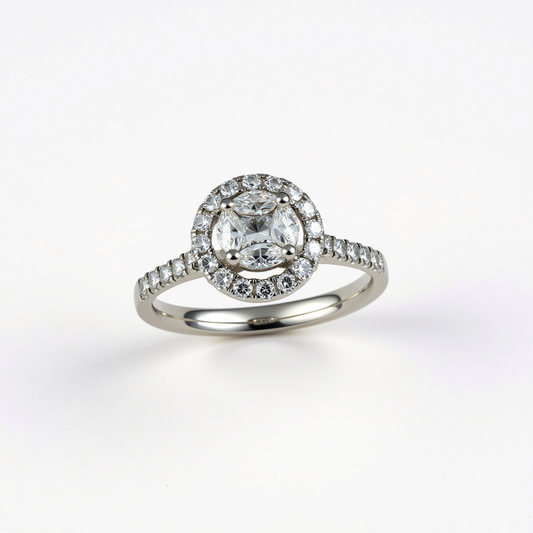 Radiant Cushion-Cut Diamond Halo Ring | 18k Gold