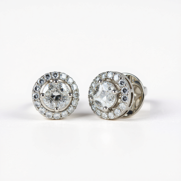 Luxurious Diamond Halo Stud Earrings | 18k Gold