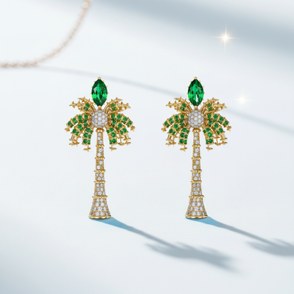 Emerald Palm  Diamond Earrings: A Symbol of UAE Heritage and Luxury